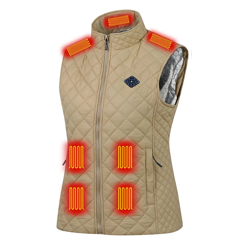 Women 21 Heating Zones Vest Autumn and Winter Electric Heated Jackets USB Heating Vest Outdoor Thermal Winter Warm Jacket M-3XL