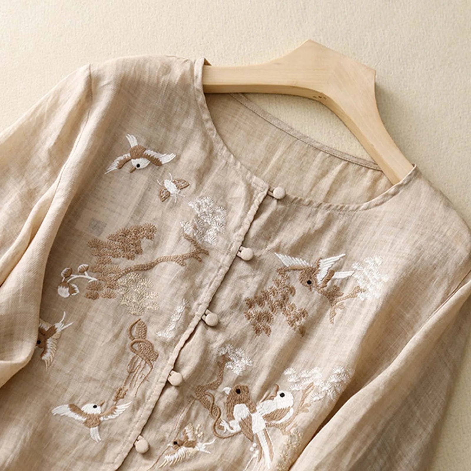 Summer Cotton Linen Shirts & Blouses For Women Vintage Embroidered Loose Fit Shirt Casual Blusas Camisas Solid Tops Blouse 셔츠