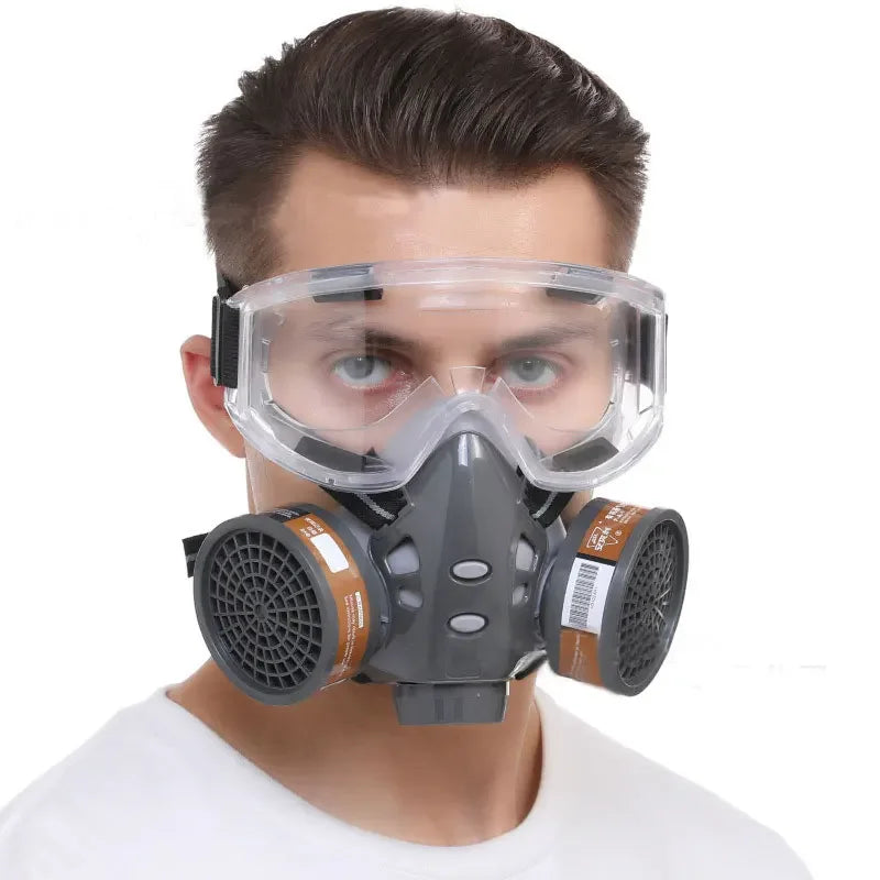 Full/Half Face Gas Mask Safety Fog proof Glasses Set Spray Paint Chemical Pesticide Decoration Formaldehyde Anti-Dust Respirator