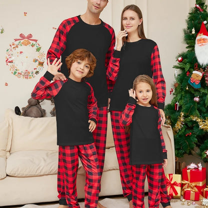 2023 New Year Clothes Christmas Family Matching Outfits Mom Dad Kids Pajamas Set DIY Blank 2 Pieces Clothing Sets Xmas Look Pjs