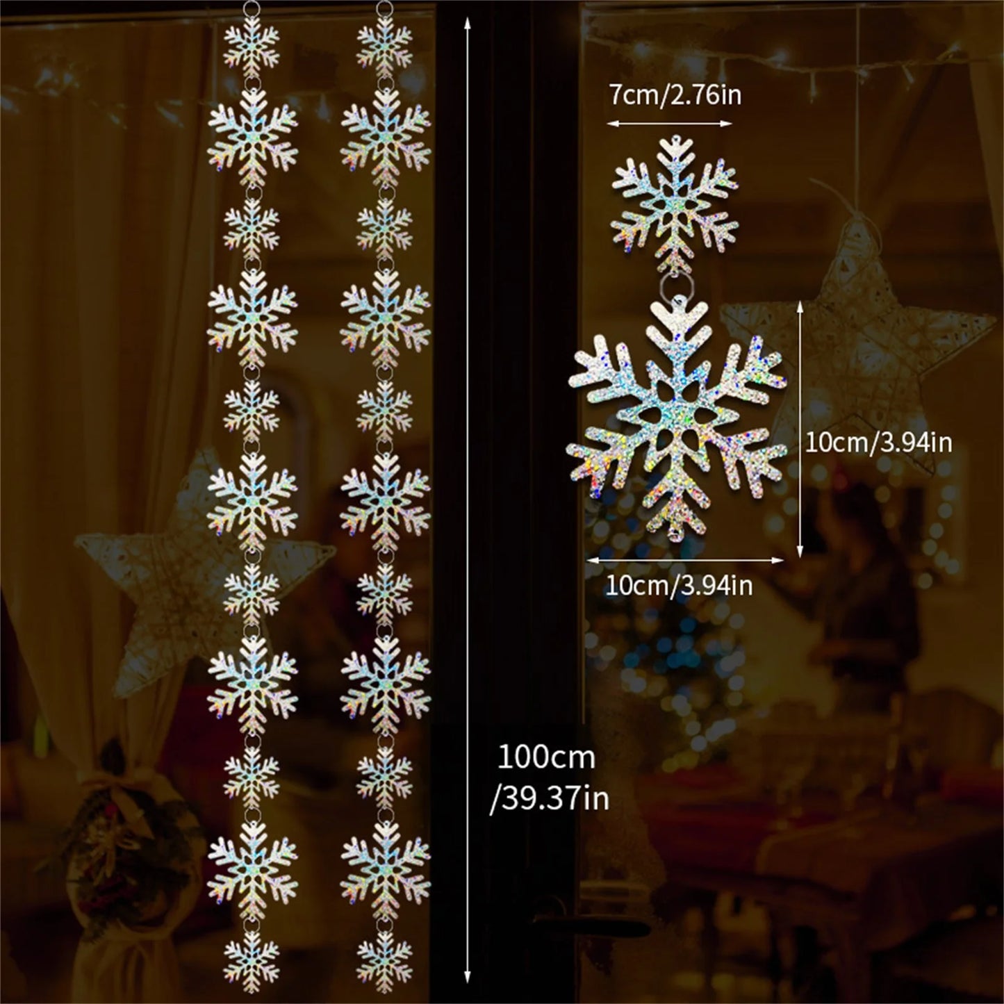Artificial White Snowflake Banner for Winter Wonderland Party Decorations Christmas Tree Hanging Birthday Party Snowflakes Decor