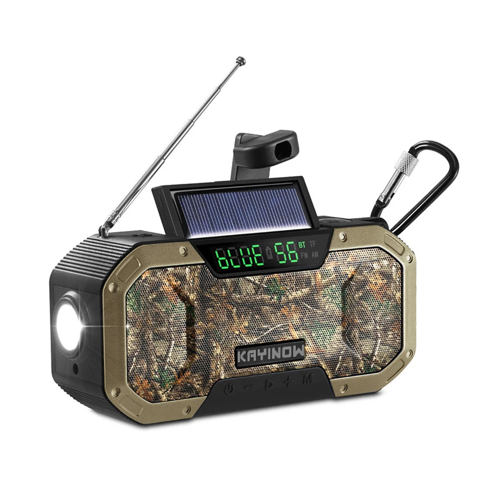 Solar Hand Crank Radio Portable AM/FM Weather Radio with LED Flashlight SOS Alarm Emergency Power Supply/Bank