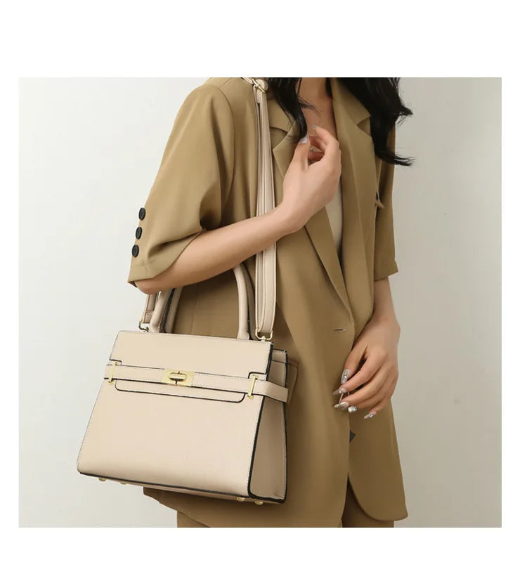 Women's soft leather handbag simple small square bag casual women's bucket bag fashionable single shoulder crossbody bag