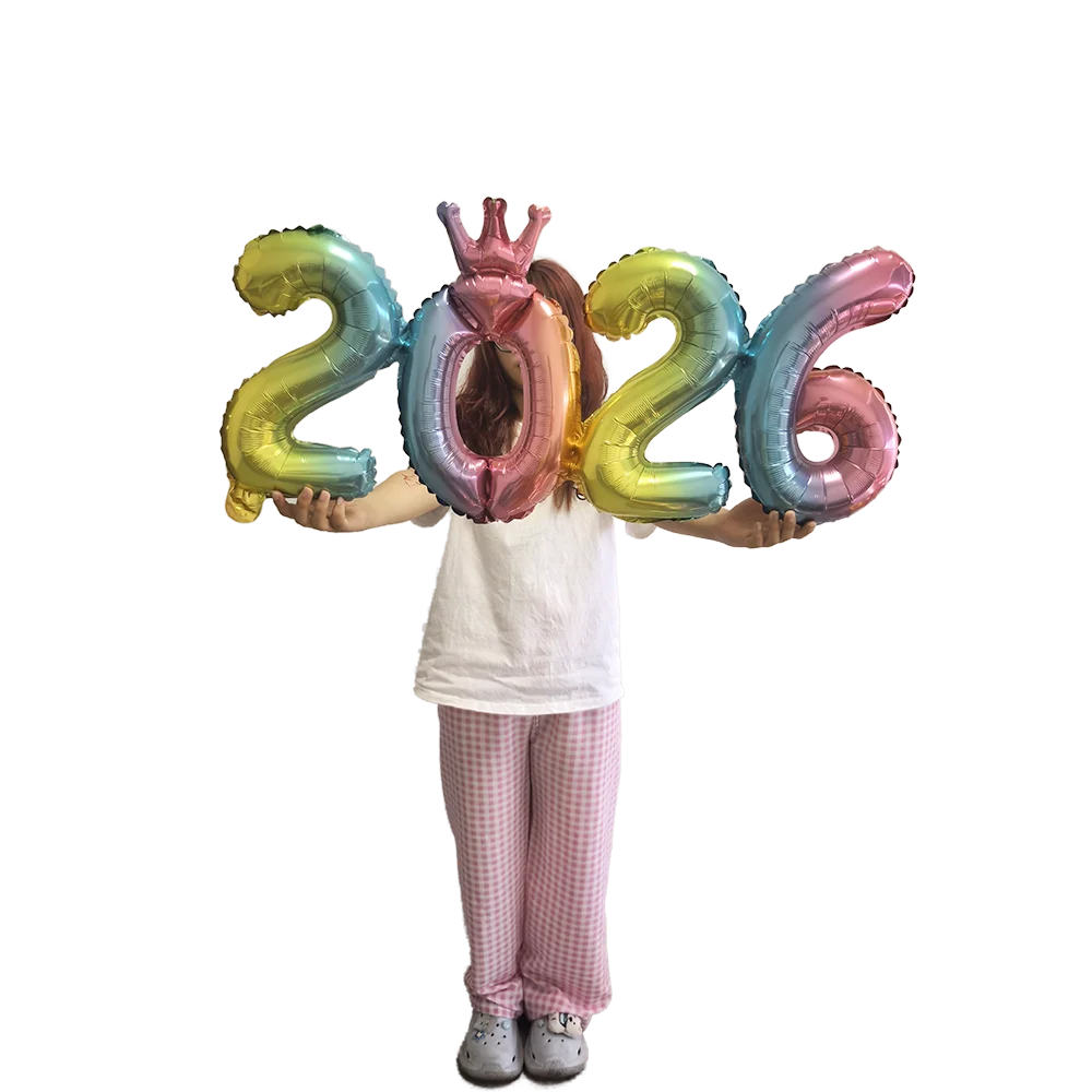 Crown 2026 Number Foil Balloons Happy New Year Eve Party Decoration Photo Booth Props Supplies Christmas Home Decor Navidad 2026