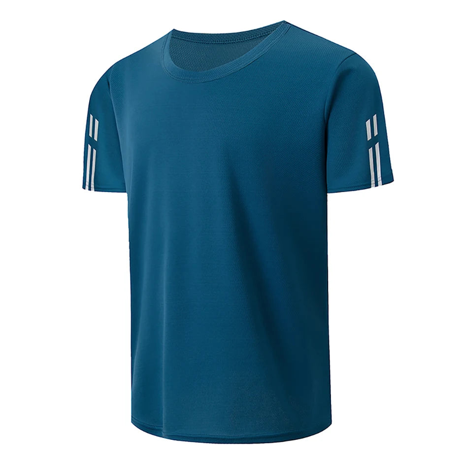 2/4 Pcs Men's Summer Quick-drying Mesh Color Short-sleeved T-shirt Young and middle-aged loose plus size fitness running Joker T