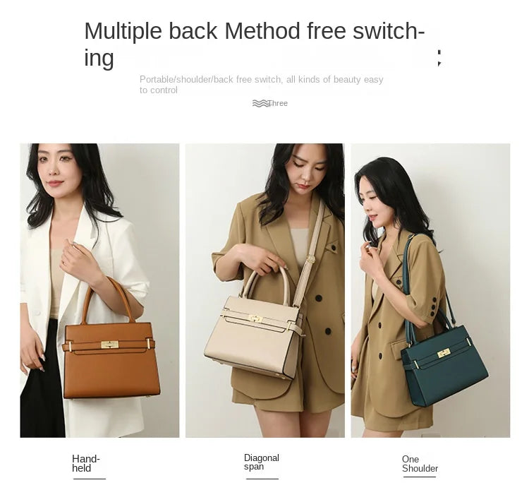 Women's soft leather handbag simple small square bag casual women's bucket bag fashionable single shoulder crossbody bag