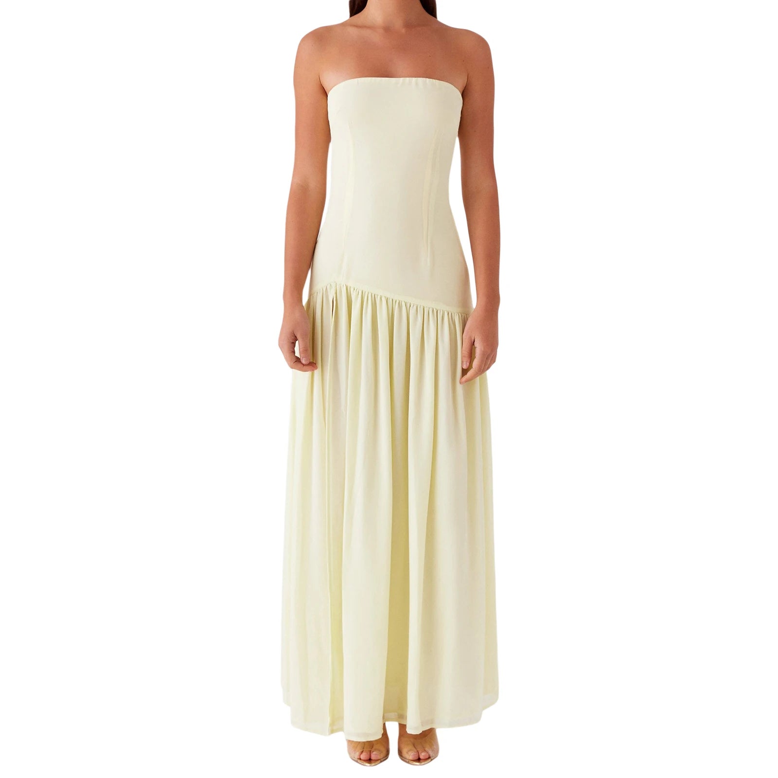 Elegant Off-Shoulder Maxi Dress with Side Slit Women s Solid Color Tube Dress for Summer Cocktail Party