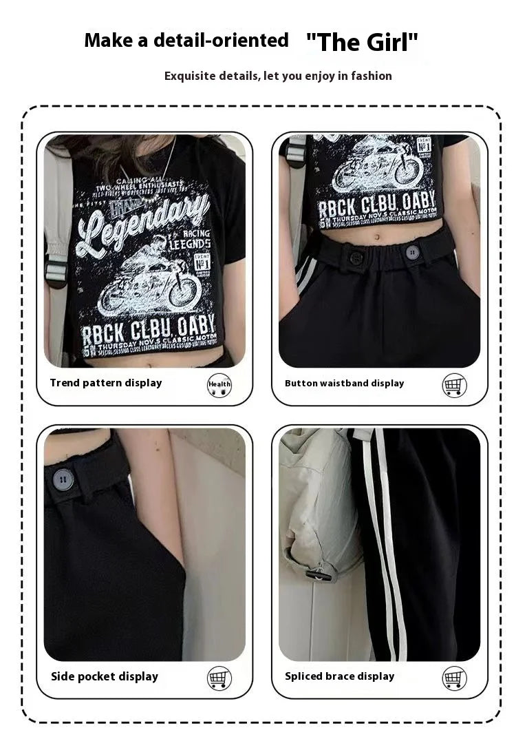 Girls' summer casual suit, new children's fashionable T-shirt, casual pants, summer dress, foreign short-sleeved two-piece set,