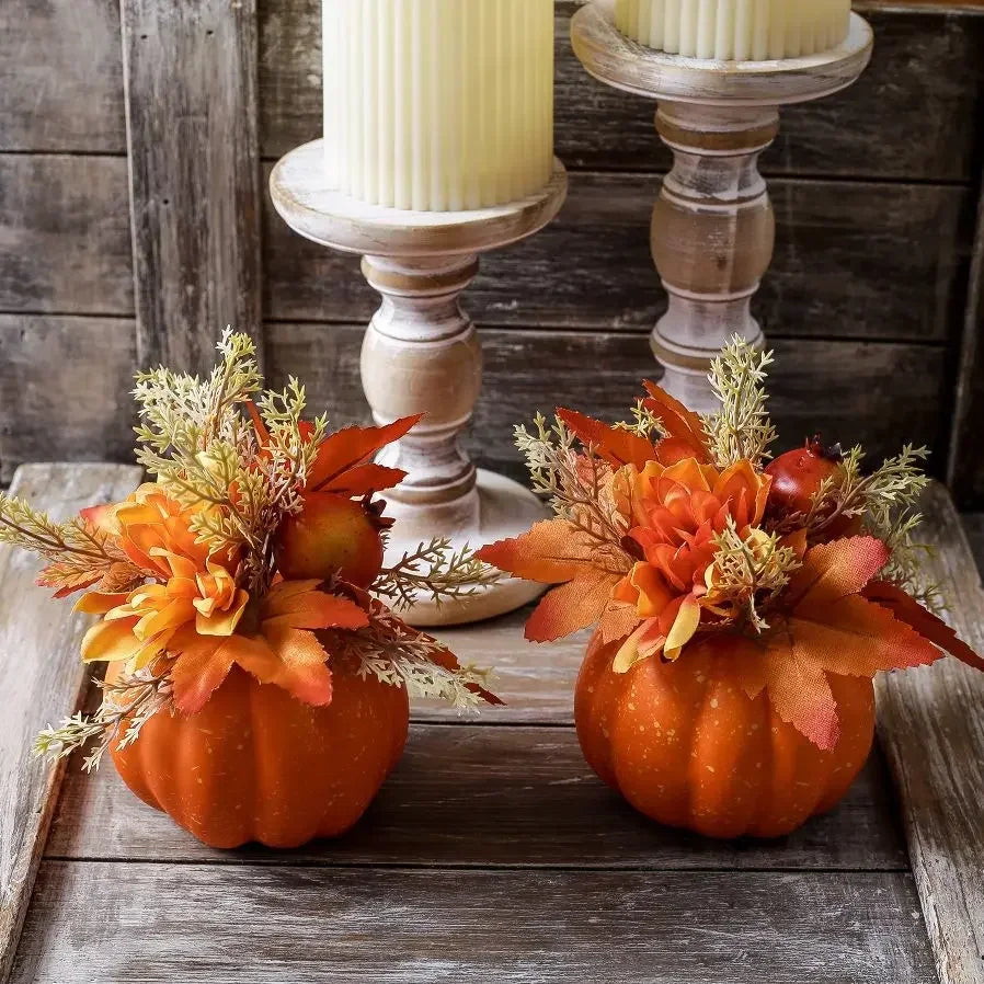 Artificial Pumpkin autumn herbst decoration Chrysanthemum Home Decor Thanksgiving Halloween Table Entryway Sideboard Figurines