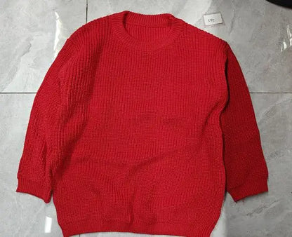 Suefunskry 1PC Mommy and Me Matching Sweaters Solid Color Knitted Long Sleeve Round Neck Warm Pullover Tops for Autumn Winter