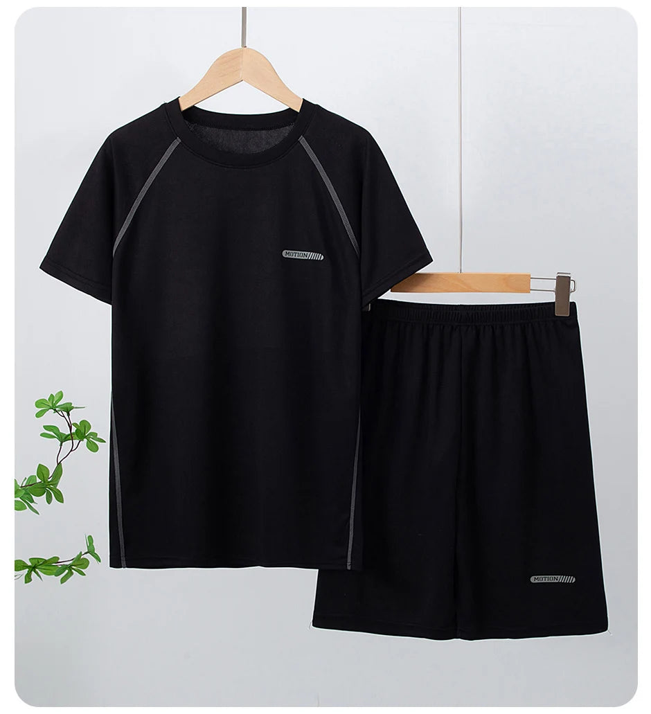 Children's solid color quick-drying sports suit 14+ boys and girls running training 2-piece leisure Joker sports suit