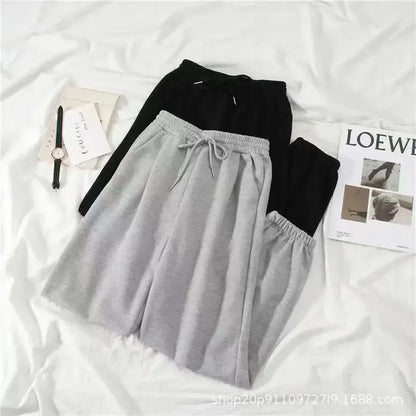 Thickened Fleece Black Sports Pants Pure Color Casual Trousers Autumn Winter New Style Slimming Harlan Pants for Women