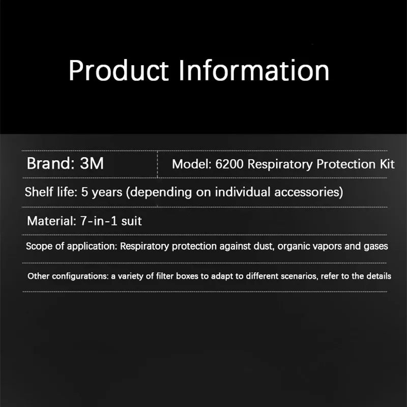 3M 6200 Self-priming Filtering Gas Mask Half Mask for Paint Spraying, Chemical Gas, Industrial Dust Headgear