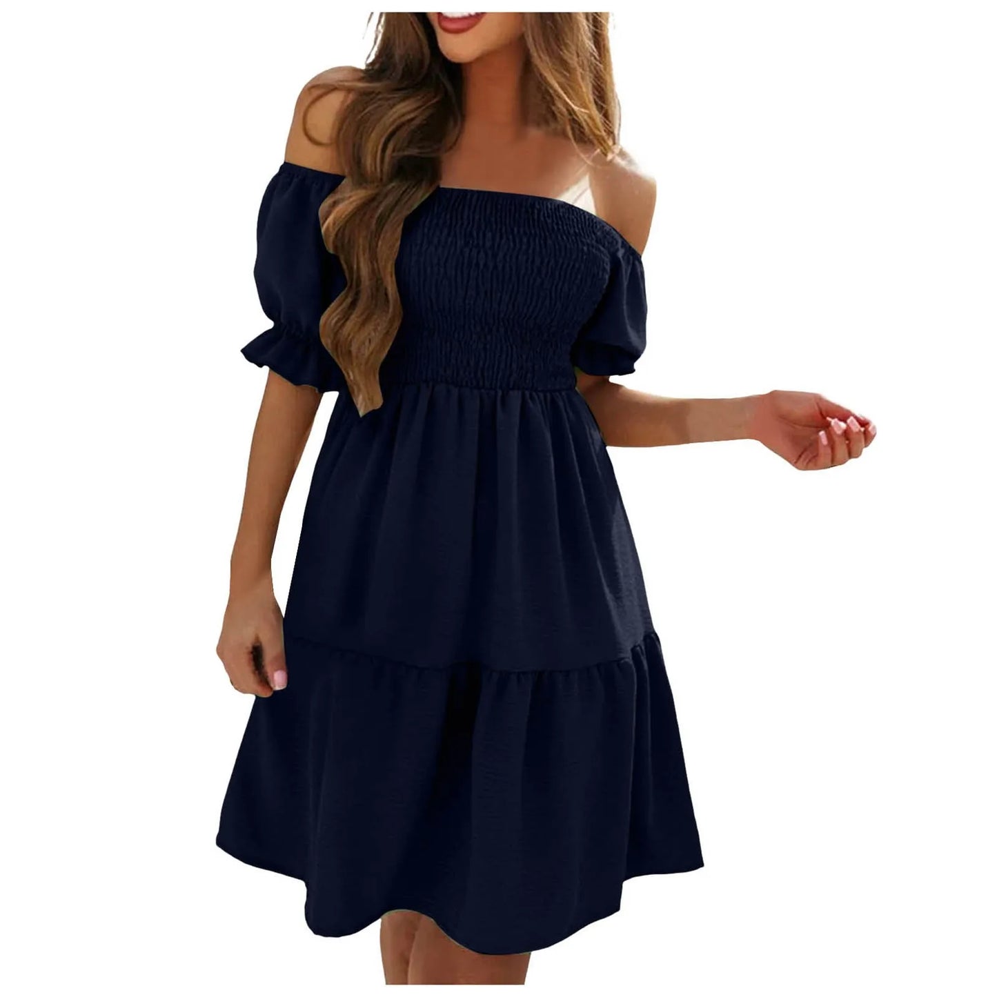 Dresses For Women 2024 Plus Size Summer Dresses For Women 2024 Midi Off Shoulder Puff Sleeve Dress Vestidos Verano Moda 2024