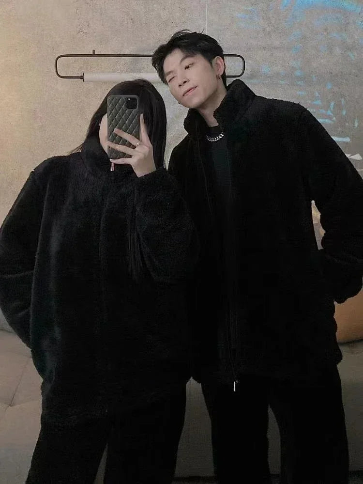 Winter Pajamas Women Coral Fleece Homewear Suit Couple Long Pijama Men Thickened Velvet Warm Soft Comfortable Pajamas Set