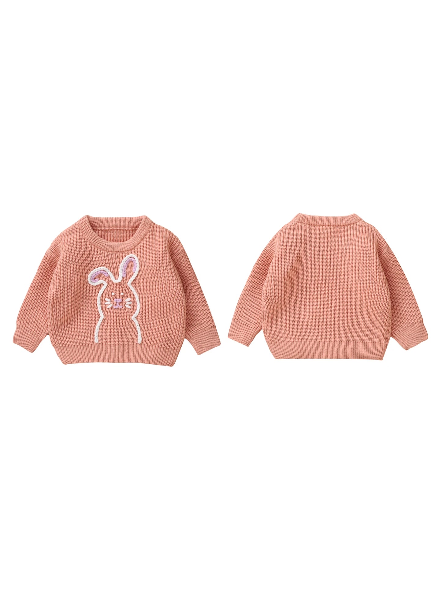 Adorable Infant Easter Jumper with Cute Bunny Design Soft Long Sleeve Crew Neck Knit Pullover for Baby Boy or Girl