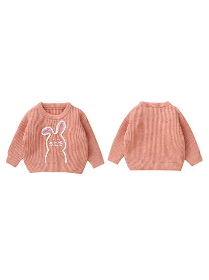 Adorable Infant Easter Jumper with Cute Bunny Design Soft Long Sleeve Crew Neck Knit Pullover for Baby Boy or Girl