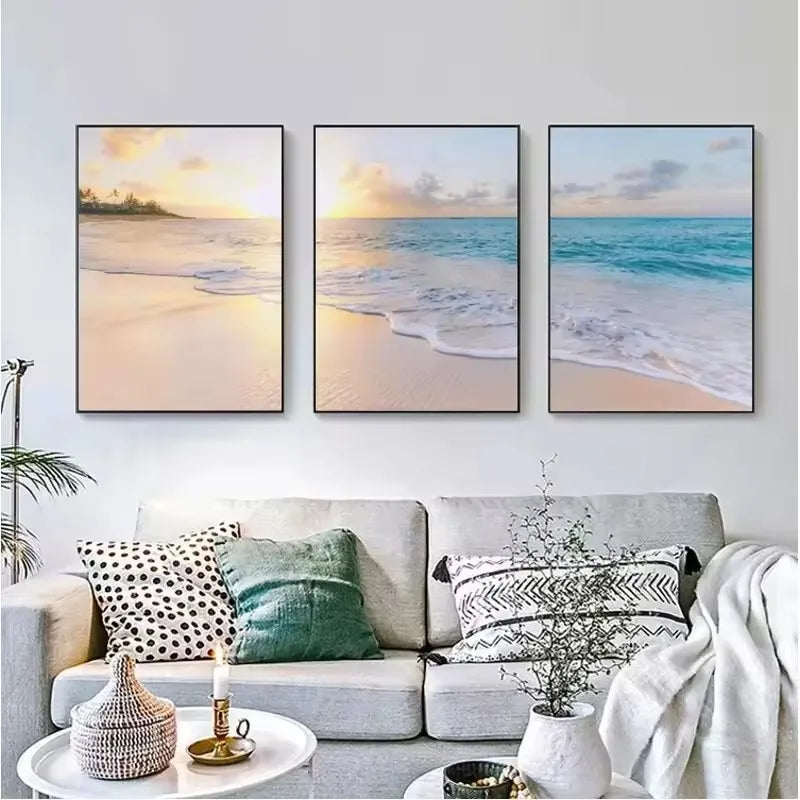 Natural Seascape Blue Sea Beach Landscape Posters and Prints Modern Canvas Painting Wall Art Picture for Living Room Home Decor