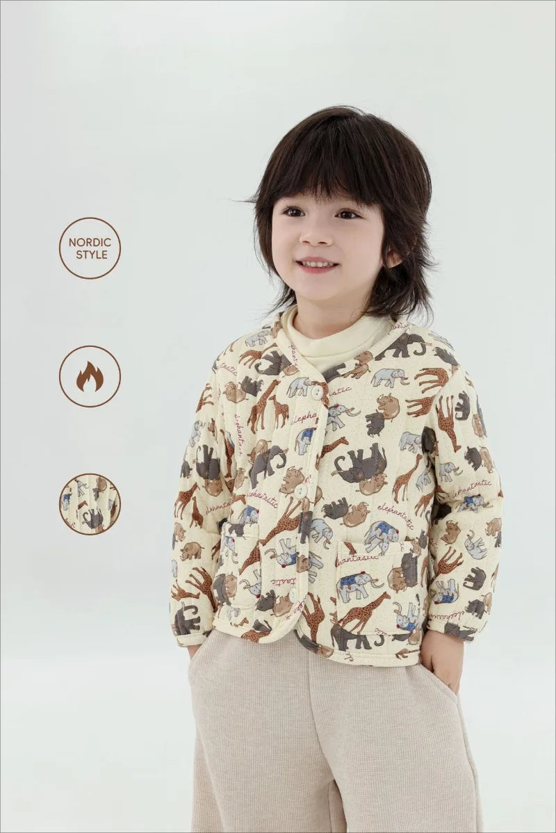 2-6Y Kids Velvet Jacket New Nordic Style Sweet Cotton Coat Babies Autumn Winter Boys Girls Comfortable and Warm Lined jacket