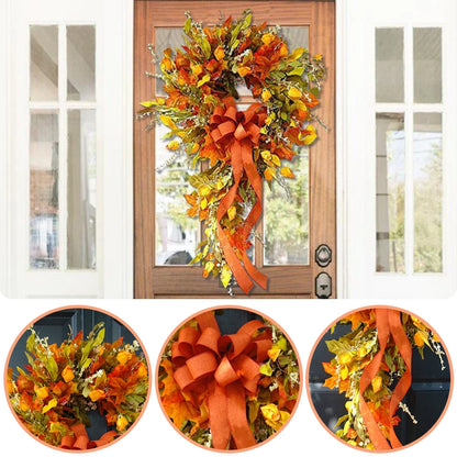 Thanksgiving Farmhouse Wreath Festival Celebration Maple Leaf Autumn Wreath Party Supplies Scene Layout for Home Restaurant Shop