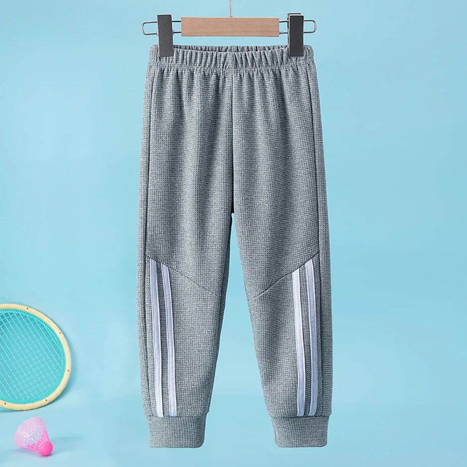 1/3 Pcs Children's Waffle Solid Color Sports Pants Boys Casual Joker Harun Pants Elastic Waist Running Pants Girls Fashion Pants
