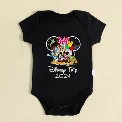Disney Trip 2024 Family Matching Shirts Funny Mickey Minnie Tshirts Look Dad Mom Kids Tees Top First Disneyland Vacation Outfits