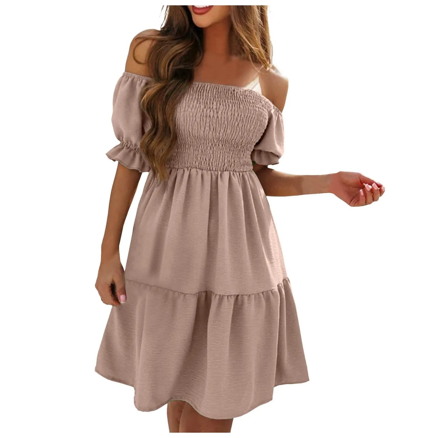 Dresses For Women 2024 Plus Size Summer Dresses For Women 2024 Midi Off Shoulder Puff Sleeve Dress Vestidos Verano Moda 2024