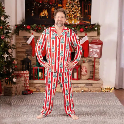PatPat Christmas Family Matching Trees Print Stripes Long-sleeve Pajamas Sets