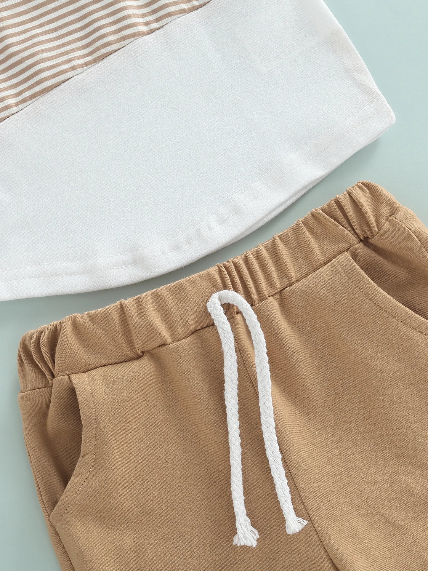 Child s Summer Ensemble Vibrant Round Neck Tee and Comfy Elastic Waist Shorts with Pockets - 2-Piece Set