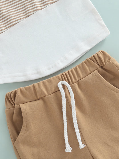 Child s Summer Ensemble Vibrant Round Neck Tee and Comfy Elastic Waist Shorts with Pockets - 2-Piece Set