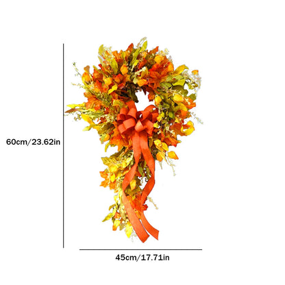 Thanksgiving Farmhouse Wreath Festival Celebration Maple Leaf Autumn Wreath Party Supplies Scene Layout for Home Restaurant Shop