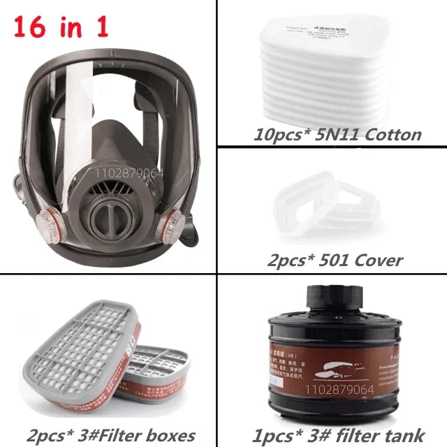 Full face respirator - mask with 40 mm gas filter canister for industrial gases, chemical, polishing, welding, spraying Gas mask