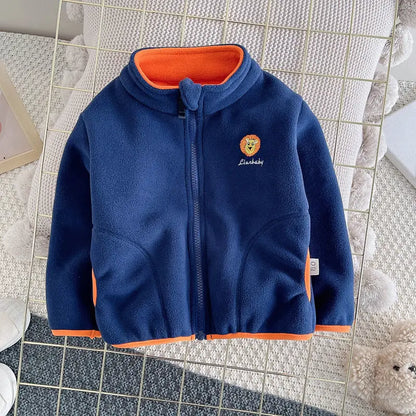 New Children Boys Girls Polar fleece cardigan jacket Winter Kids Warm Hooded Baby Coats Causal Toddler Outerwear