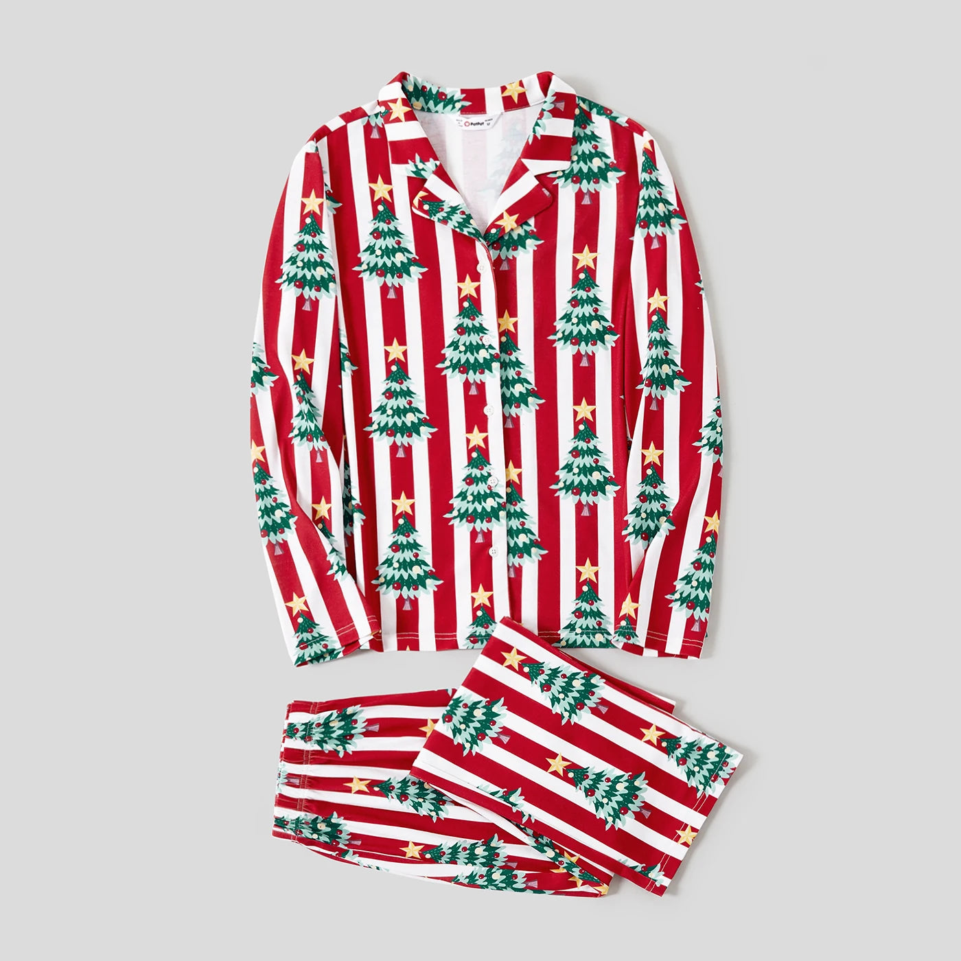 PatPat Christmas Family Matching Trees Print Stripes Long-sleeve Pajamas Sets
