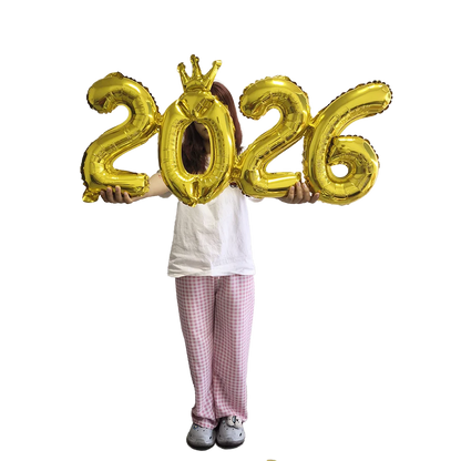 Crown 2026 Number Foil Balloons Happy New Year Eve Party Decoration Photo Booth Props Supplies Christmas Home Decor Navidad 2026