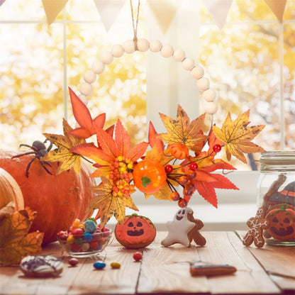 Fall Harvest Wreath with Pinecones and Acorns Autumn Leaves Thanksgiving Door Decoration for Home Wall Decor