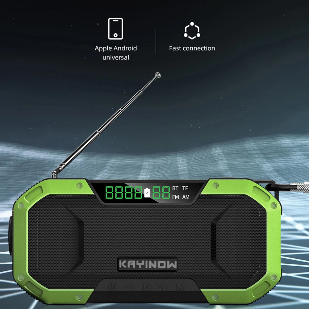 Solar Hand Crank Radio Portable AM/FM Weather Radio with LED Flashlight SOS Alarm Emergency Power Supply/Bank