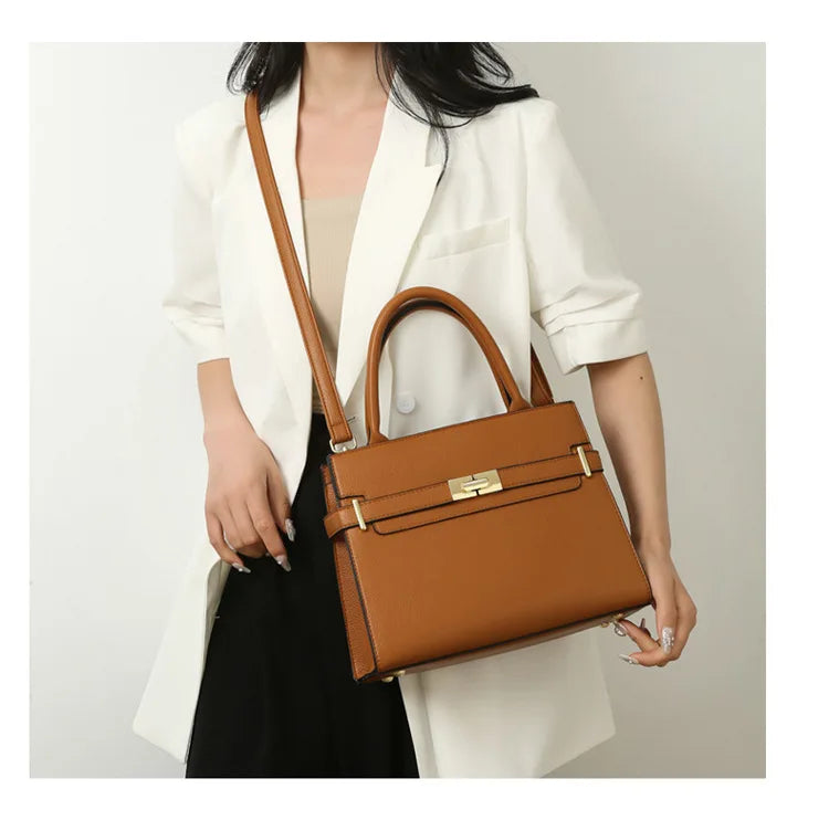 Women's soft leather handbag simple small square bag casual women's bucket bag fashionable single shoulder crossbody bag
