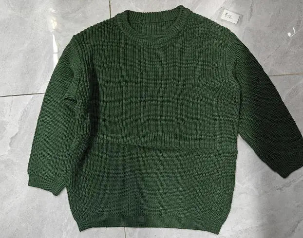 Suefunskry 1PC Mommy and Me Matching Sweaters Solid Color Knitted Long Sleeve Round Neck Warm Pullover Tops for Autumn Winter