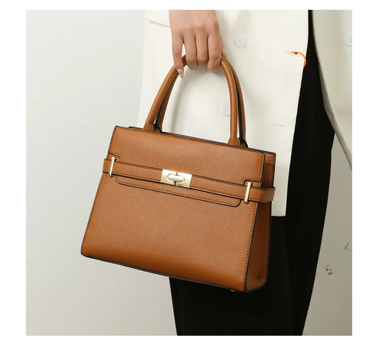 Women's soft leather handbag simple small square bag casual women's bucket bag fashionable single shoulder crossbody bag