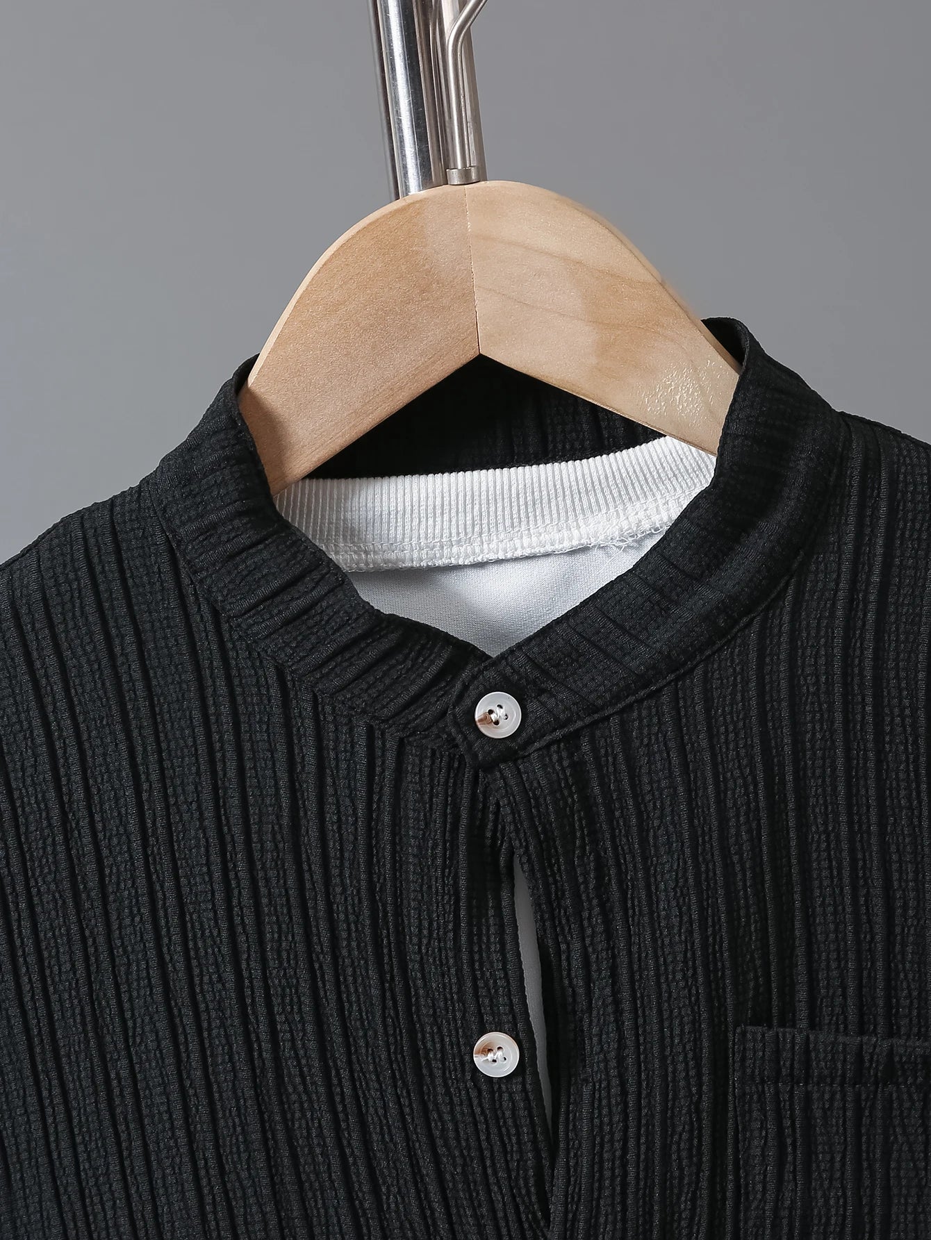 Boys' Textured Fabric Round Neck Shorts Shirt Short-Sleeved Suit