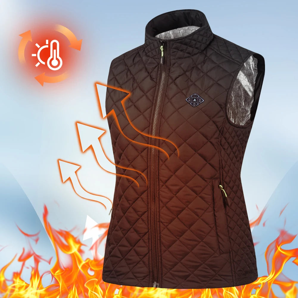 Women 21 Heating Zones Vest Autumn and Winter Electric Heated Jackets USB Heating Vest Outdoor Thermal Winter Warm Jacket M-3XL