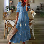 Women Dresses Casual Loose Comfortable Plus Size Dress With Tassels Bohemian Printed V Neck Long Length Woman Vestidosct