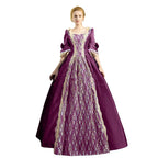 18th Century Medieval Dress Women High Waist Half Sleeve Ball Gown Princess Lace Patchwork Satin Dress Queen Renaissance Costume