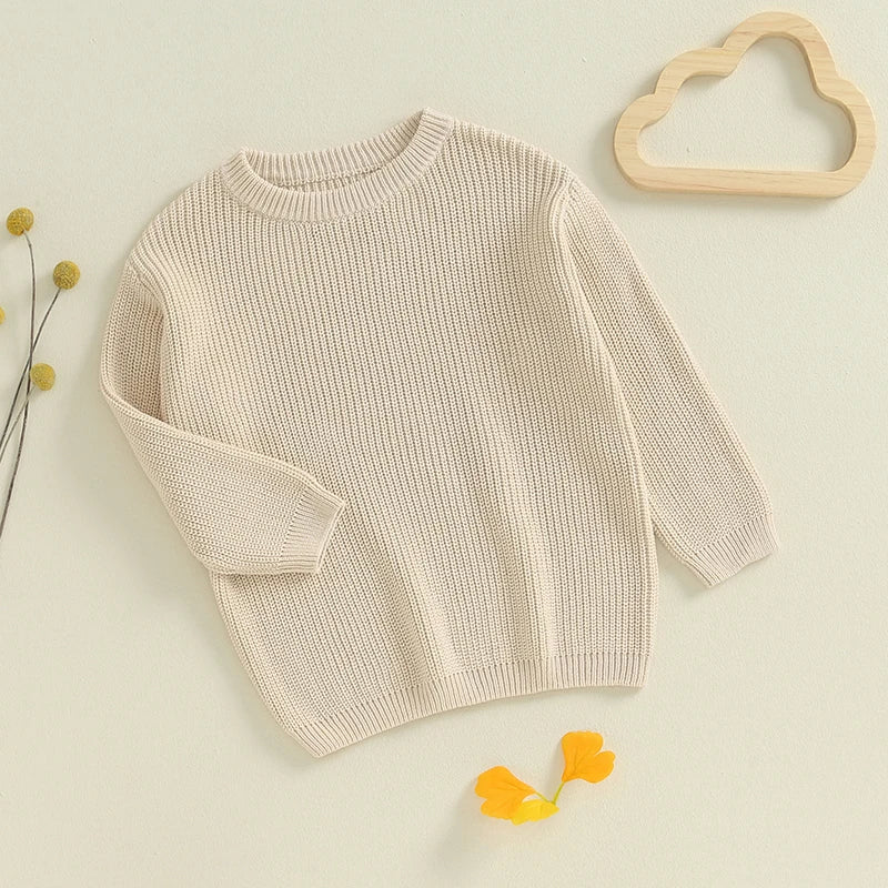 Suefunskry 1PC Mommy and Me Matching Sweaters Solid Color Knitted Long Sleeve Round Neck Warm Pullover Tops for Autumn Winter