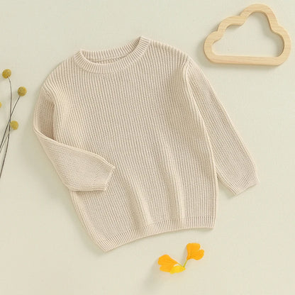 Suefunskry 1PC Mommy and Me Matching Sweaters Solid Color Knitted Long Sleeve Round Neck Warm Pullover Tops for Autumn Winter