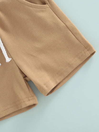 Child s Summer Ensemble Vibrant Round Neck Tee and Comfy Elastic Waist Shorts with Pockets - 2-Piece Set