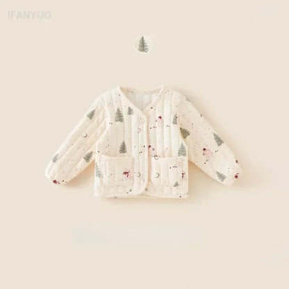 2-6Y Kids Velvet Jacket New Nordic Style Sweet Cotton Coat Babies Autumn Winter Boys Girls Comfortable and Warm Lined jacket