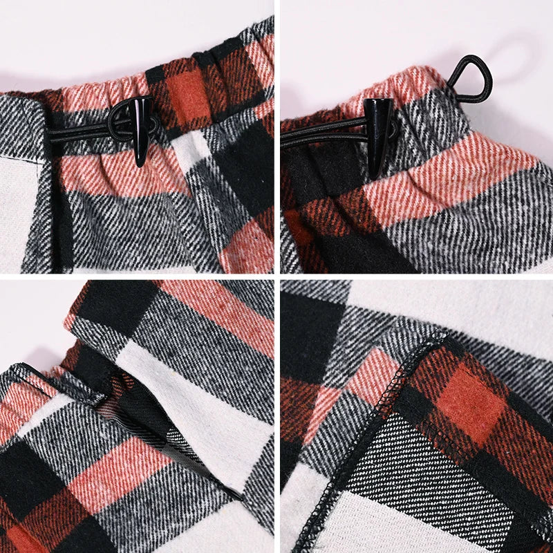 Ali-Plus family clothes set black cotton Mousse cashme plaid girl dress vest shirt black mock neck top plaid for autumn children