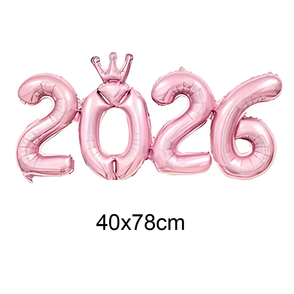 Crown 2026 Number Foil Balloons Happy New Year Eve Party Decoration Photo Booth Props Supplies Christmas Home Decor Navidad 2026